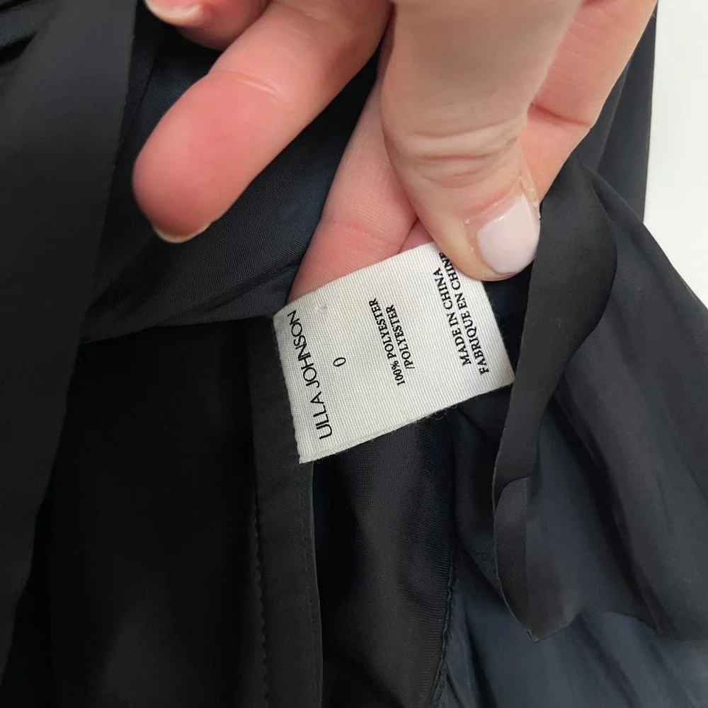 Ulla Johnson Mia Blouse Sz 0 Black Plisse Satin Bustier Puff Sleeve Pleated Sexy